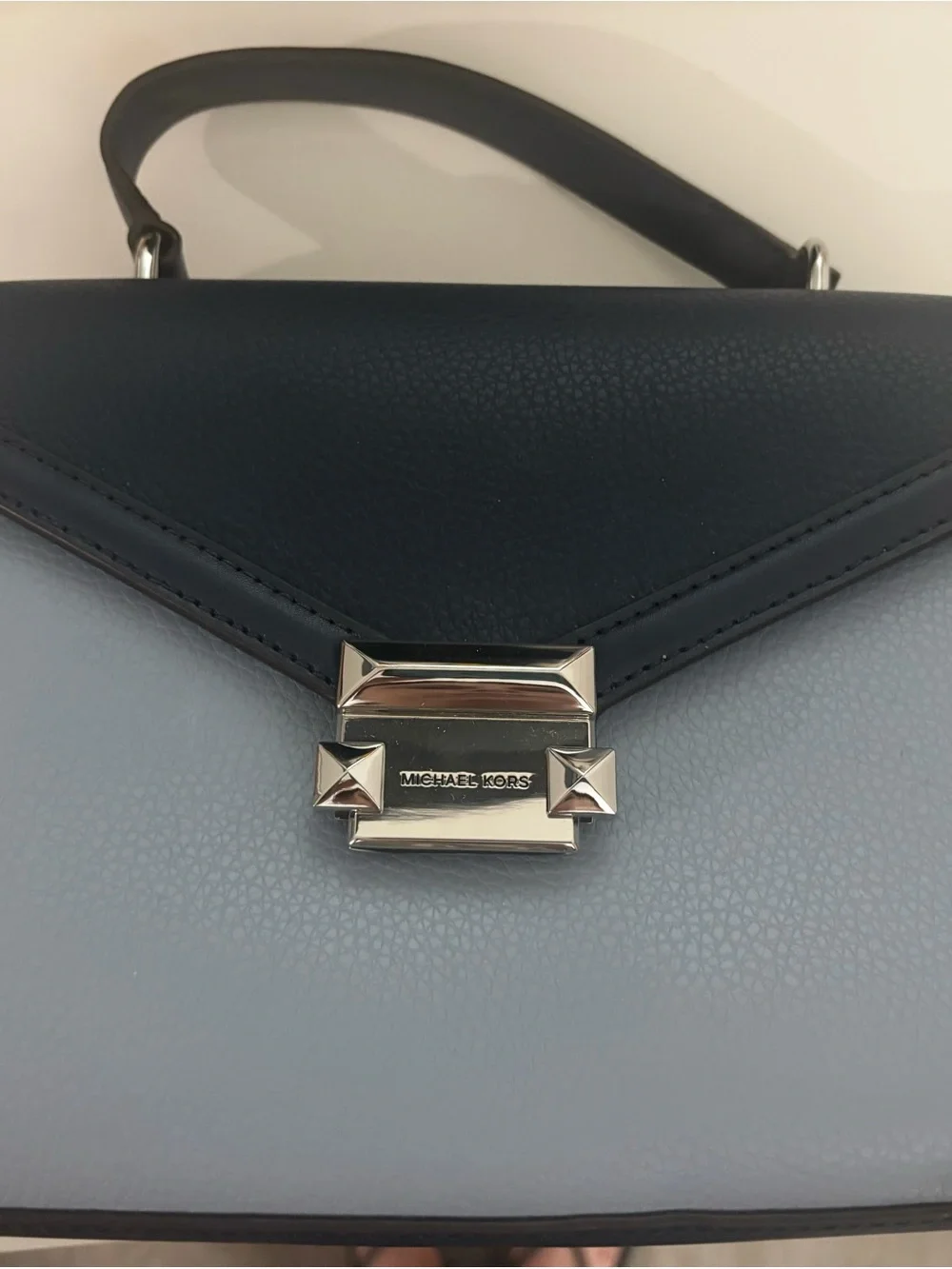 Michael Kors Two-Tone Black and Light Gray Satchel with Silver Hardware